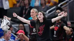 Caitlin Clark, Sophie Cunningham protest WNAB refs from sideline during Fever playoff game